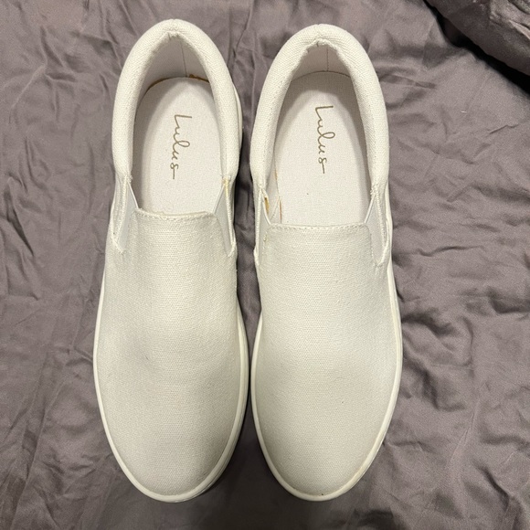 Lulus Dylann White Canvas Slip-On Flatform Sneakers - Picture 8 of 9